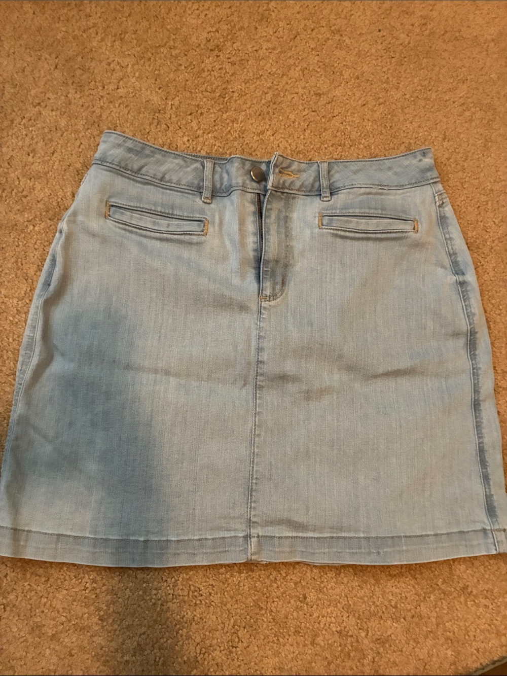 LOFT Light Wash Denim Mini Skirt
